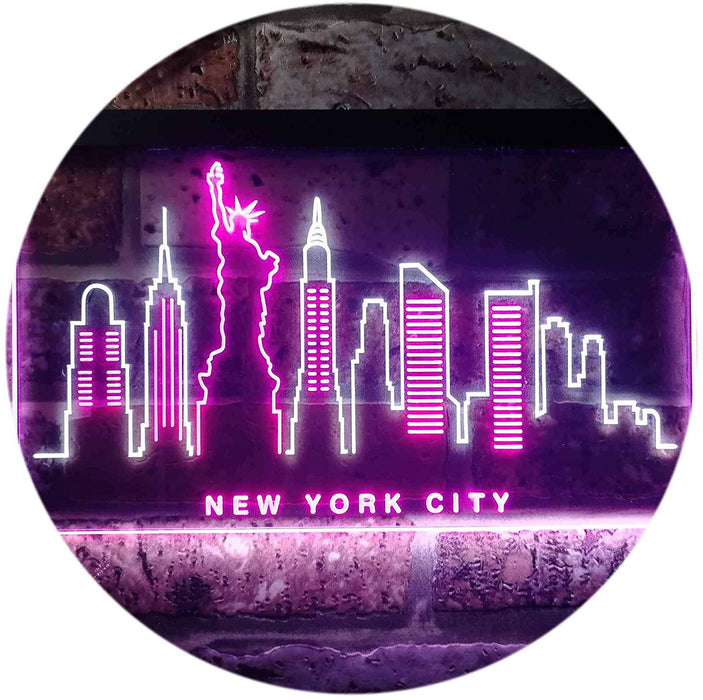 New York City Skyline Statue of Liberty LED Light Sign - Way Up Gifts