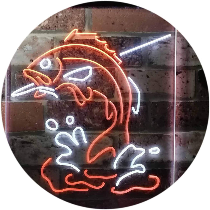 Fish on Hook Fishing Bait Store Cabin Decor LED Light Sign - Way Up Gifts