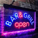 Bar & Grill Restaurant Open LED Light Sign - Way Up Gifts