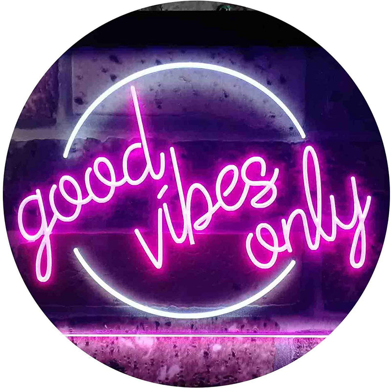Good Vibes Only Circle LED Light Sign - LED Gift Works