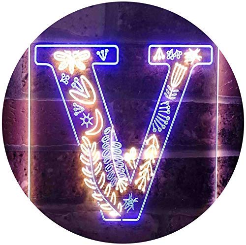 Family Name Letter V Monogram Initial LED Light Sign - Way Up Gifts