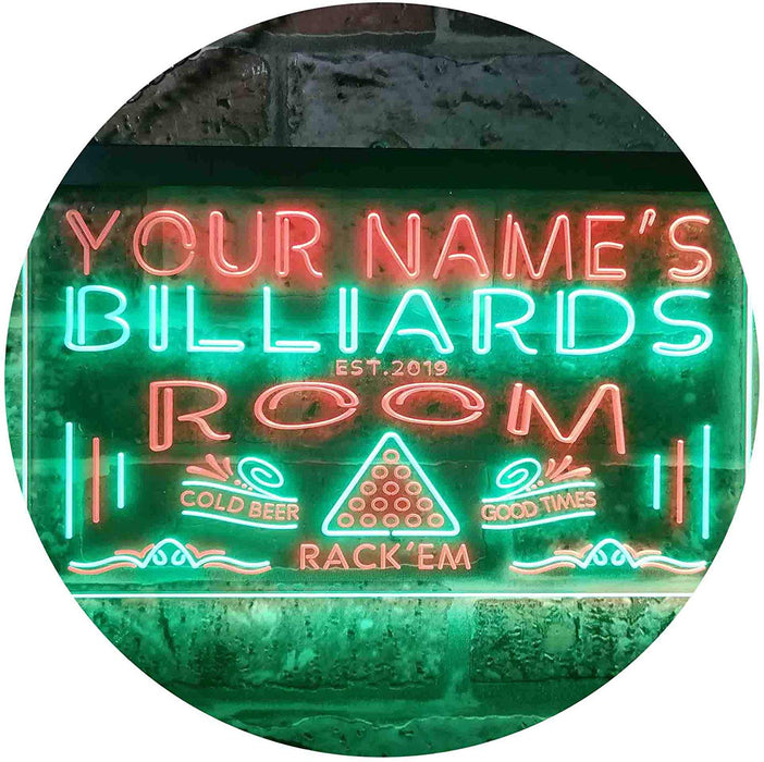 Personalized Pool Billiards Room LED Light Sign - Way Up Gifts