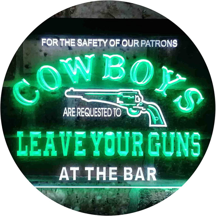Cowboys Leave Guns Bar Western Decor LED Light Sign - Way Up Gifts