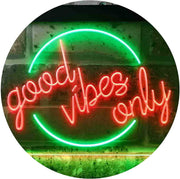 Good Vibes Only Circle LED Light Sign - LED Gift Works