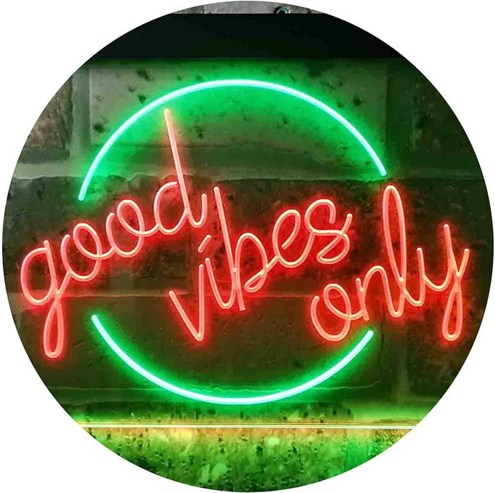 Good Vibes Only Circle LED Light Sign - Way Up Gifts