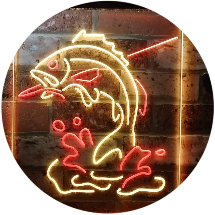 Fish on Hook Fishing Bait Store Cabin Decor LED Light Sign - Way Up Gifts