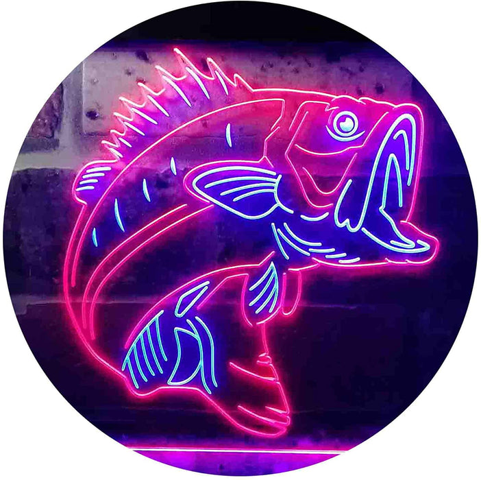 Bass Fish Cabin Decor Fishing Bait Store LED Light Sign - Way Up Gifts