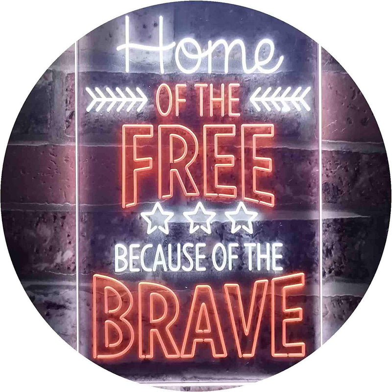 USA Home of The Free Because of The Brave LED Light Sign - LED Gift Works