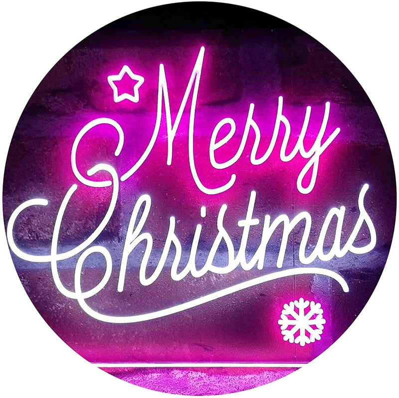 Merry Christmas Snowflakes LED Light Sign - LED Gift Works