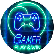 Gamer Play Win Game Room LED Light Sign - LED Gift Works