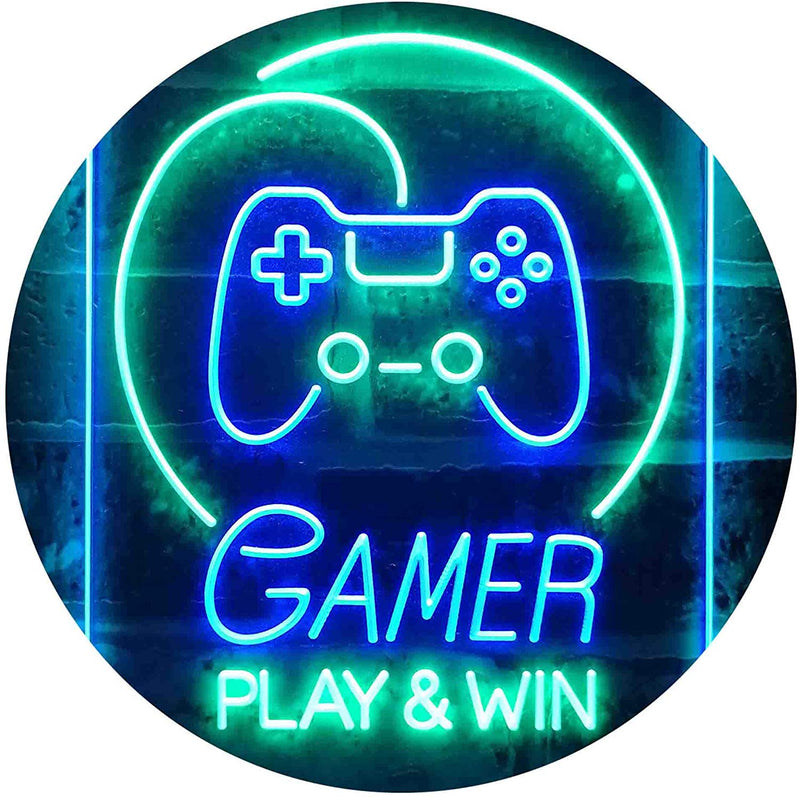 Gamer Play Win Game Room LED Light Sign - LED Gift Works