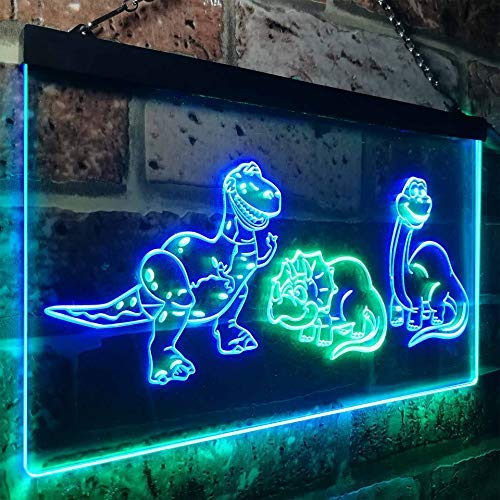 Dinosaur T Rex Triceratops Night Light Kids Bedroom Decor LED Light Sign - LED Gift Works