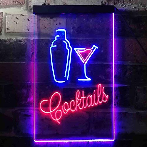 Cocktail Shaker Drinks Cocktails LED Light Sign - LED Gift Works
