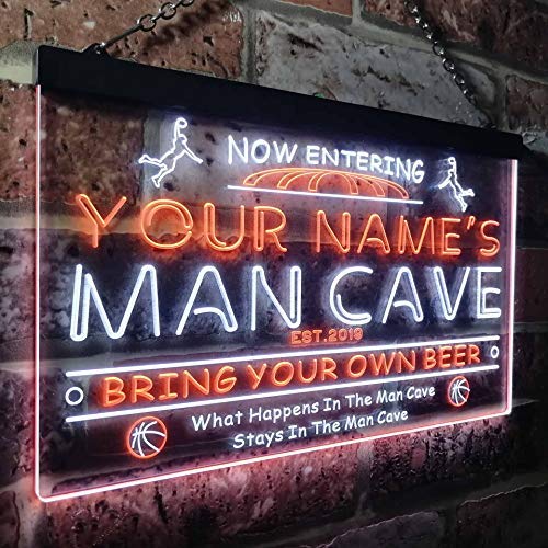 Personalized Sports Basketball Theme Man Cave LED Light Sign - Way Up Gifts