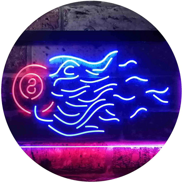 Fire 8 Ball Pool Billiards LED Light Sign - Way Up Gifts