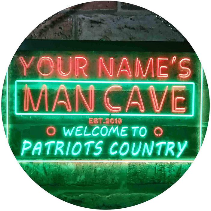 Personalized Patriots Country Man Cave LED Light Sign - Way Up Gifts
