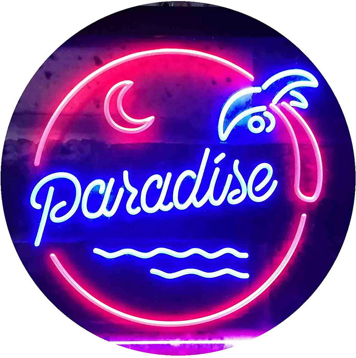 Beach Palm Tree Paradise Island LED Light Sign - Way Up Gifts