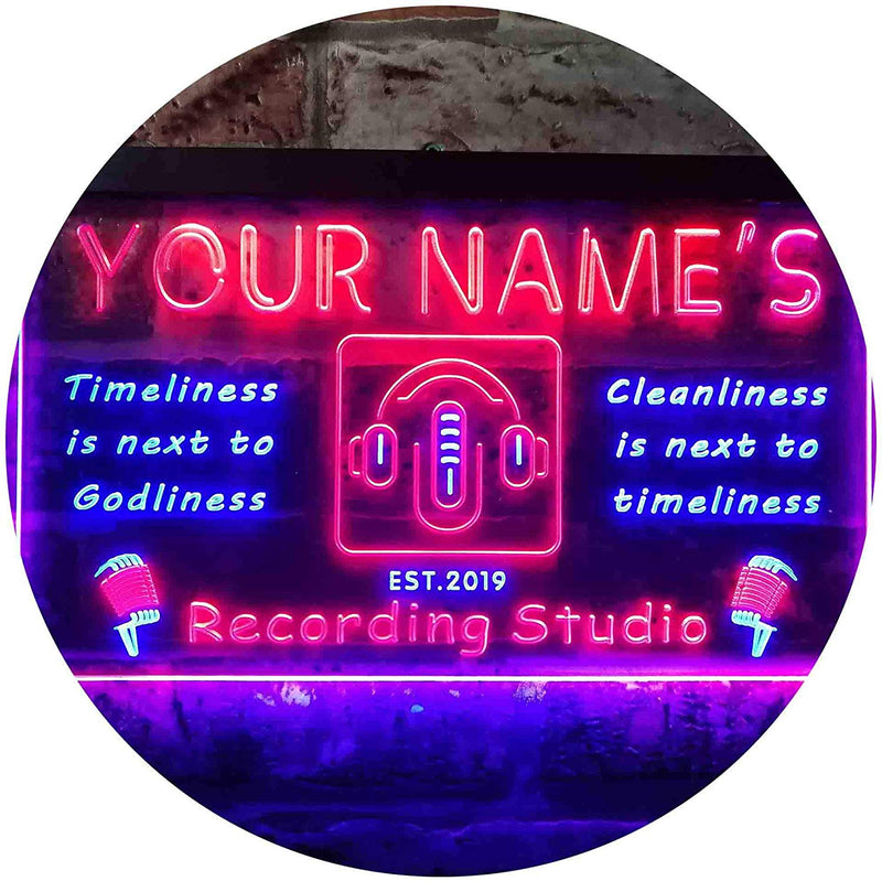 Personalized Recording Studio LED Light Sign - LED Gift Works