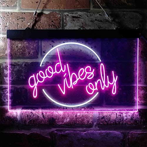 Good Vibes Only Circle LED Light Sign - Way Up Gifts