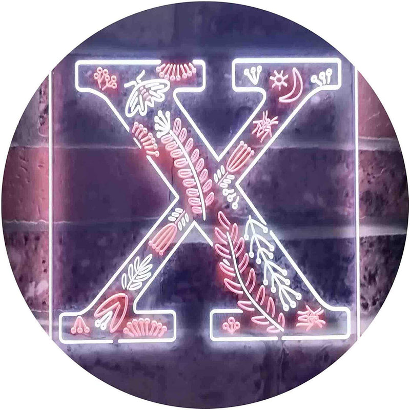 Family Name Letter X Monogram Initial LED Light Sign - LED Gift Works