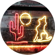 Cactus Moon Wolf LED Light Sign - LED Gift Works