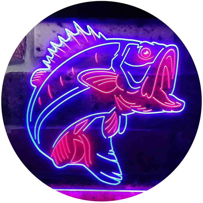 Bass Fish Cabin Decor Fishing Bait Store LED Light Sign - Way Up Gifts