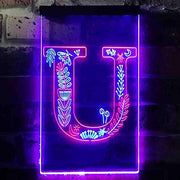 Family Name Letter U Monogram Initial LED Light Sign - LED Gift Works