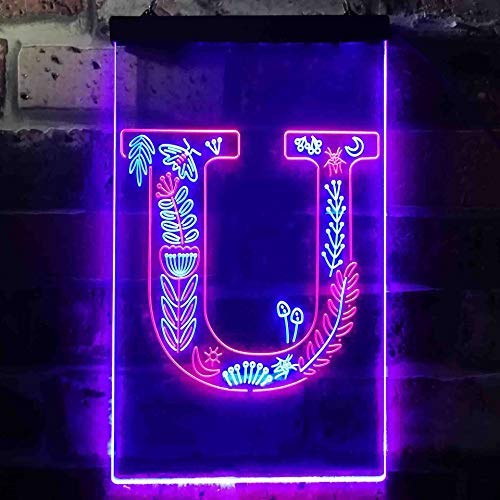 Family Name Letter U Monogram Initial LED Light Sign - Way Up Gifts