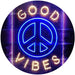Good Vibes Peace Hippie Bedroom Decor LED Light Sign - Way Up Gifts