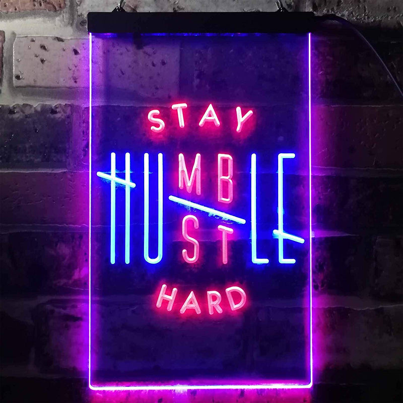 Motivational Quote Stay Humble Hustle Hard LED Light Sign - LED Gift Works