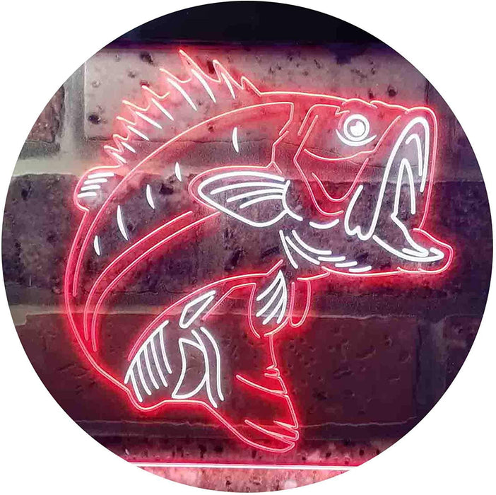 Bass Fish Cabin Decor Fishing Bait Store LED Light Sign - Way Up Gifts