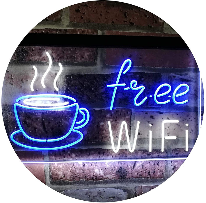 Cafe Coffee Free WiFi LED Light Sign - Way Up Gifts