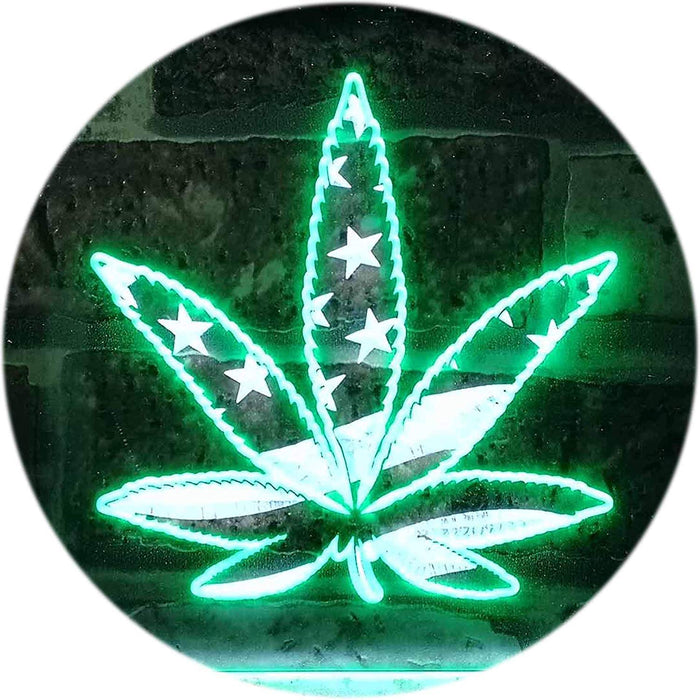 Marijuana Leaf USA Flag LED Light Sign - Way Up Gifts
