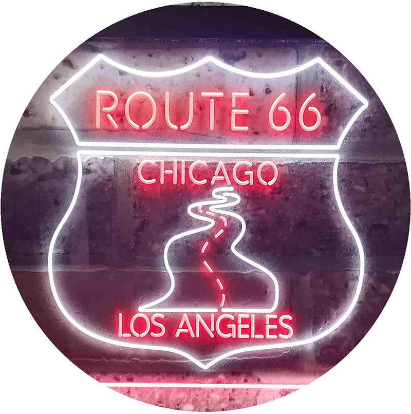 Chicago to Los Angeles Route 66 LED Light Sign - LED Gift Works