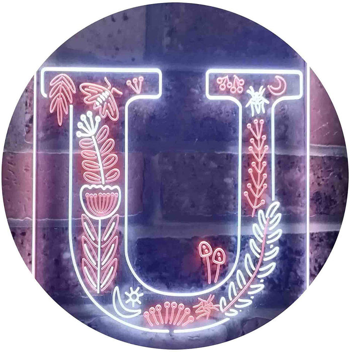 Family Name Letter U Monogram Initial LED Light Sign - Way Up Gifts