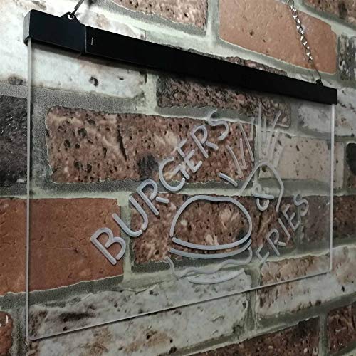 Hamburgers Burgers Fries LED Light Sign - LED Gift Works