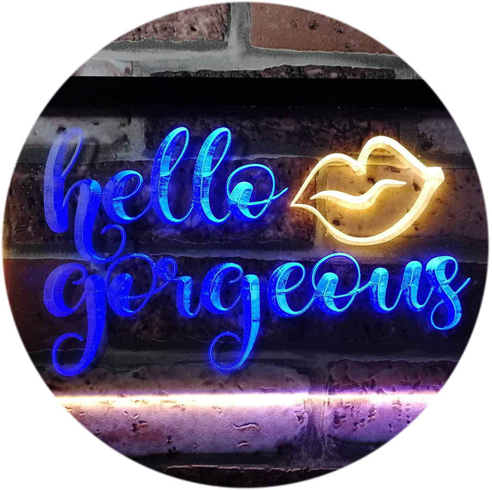 Lips Hello Gorgeous LED Light Sign - Way Up Gifts