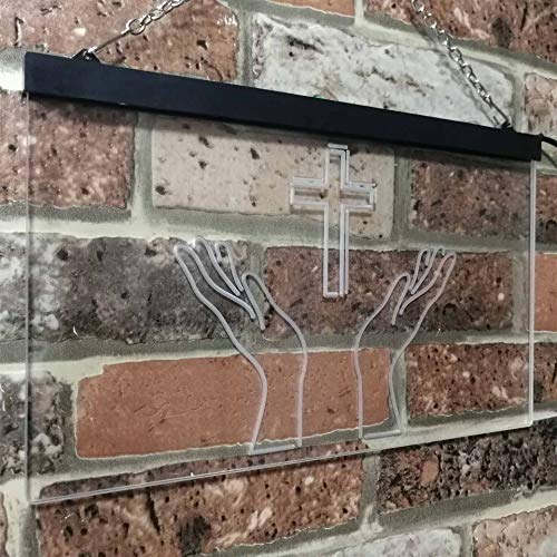 Christianity Hands Cross LED Light Sign - LED Gift Works