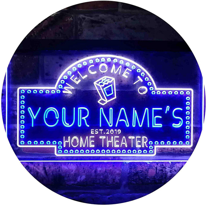 Personalized Movie Room Home Theater LED Light Sign - Way Up Gifts