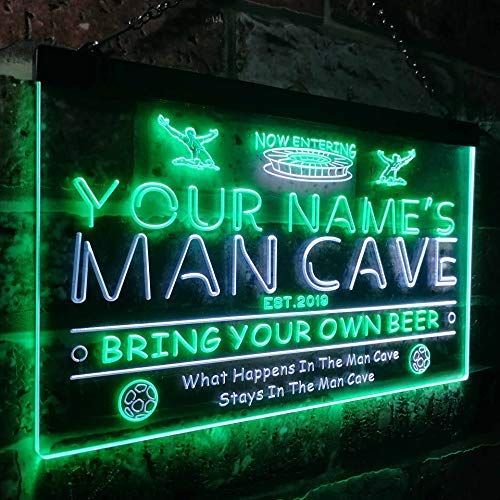 Personalized Sports Soccer Theme Man Cave LED Light Sign - LED Gift Works