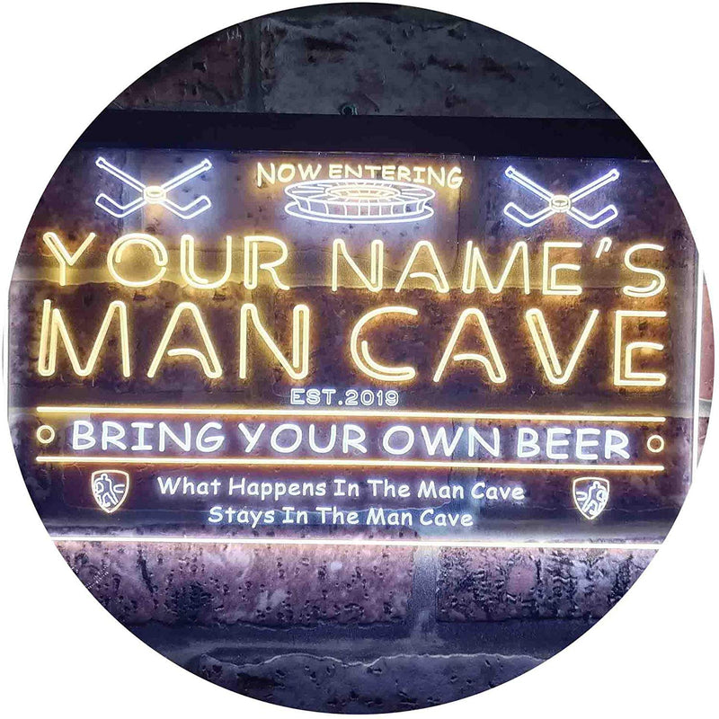 Personalized Sports Hockey Theme Man Cave LED Light Sign - LED Gift Works