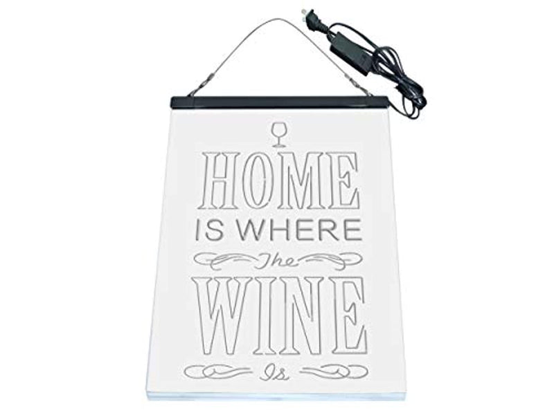 Home is Where The Wine is Humor Quote LED Light Sign - LED Gift Works
