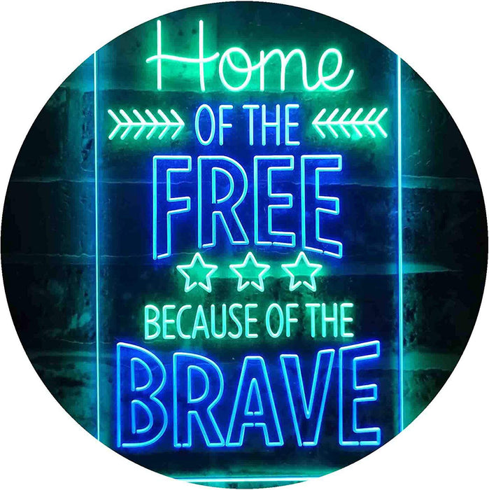 USA Home of The Free Because of The Brave LED Light Sign - Way Up Gifts