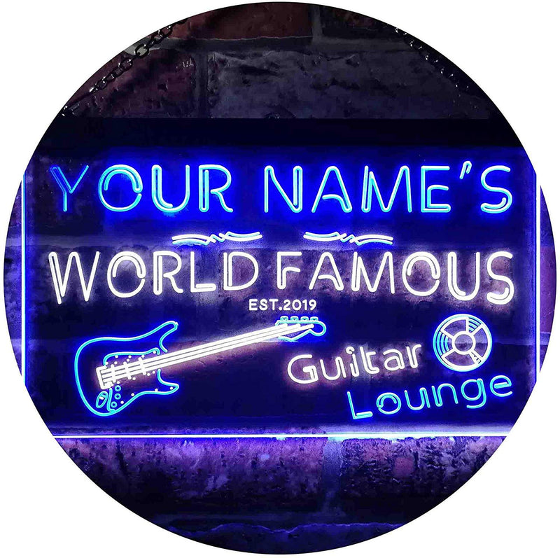 Personalized Guitar Lounge Music Room Studio LED Light Sign - LED Gift Works