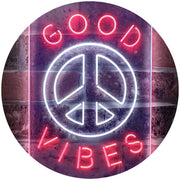 Good Vibes Peace Hippie Bedroom Decor LED Light Sign - LED Gift Works