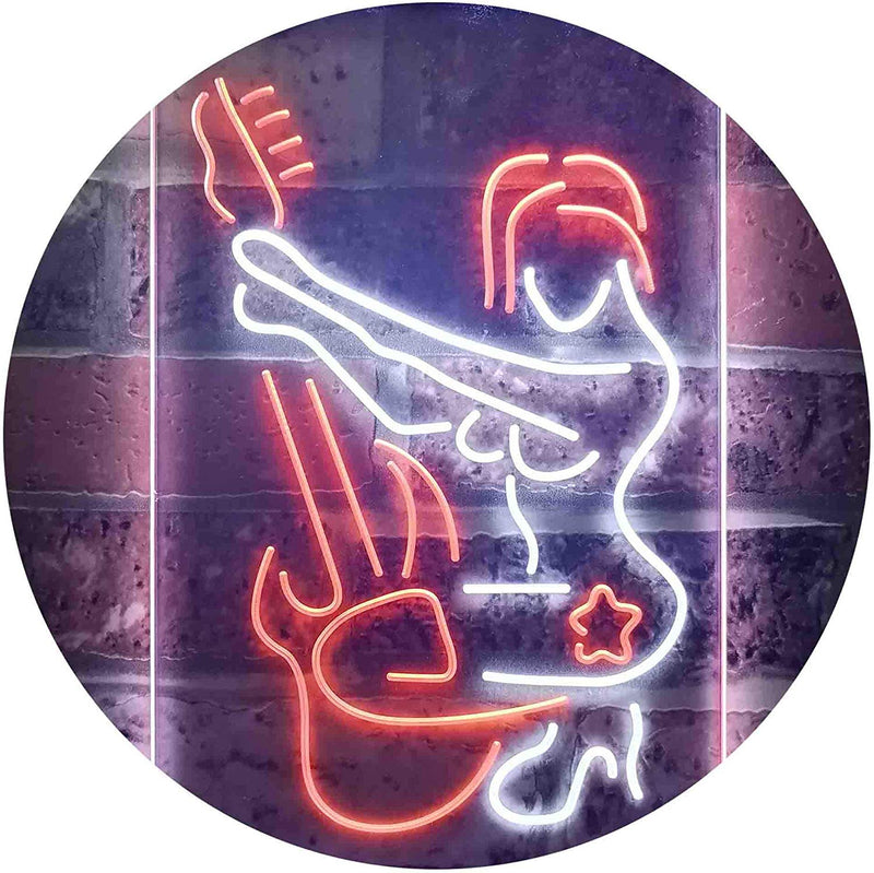 Sexy Girl Playing Guitar Music LED Light Sign - LED Gift Works