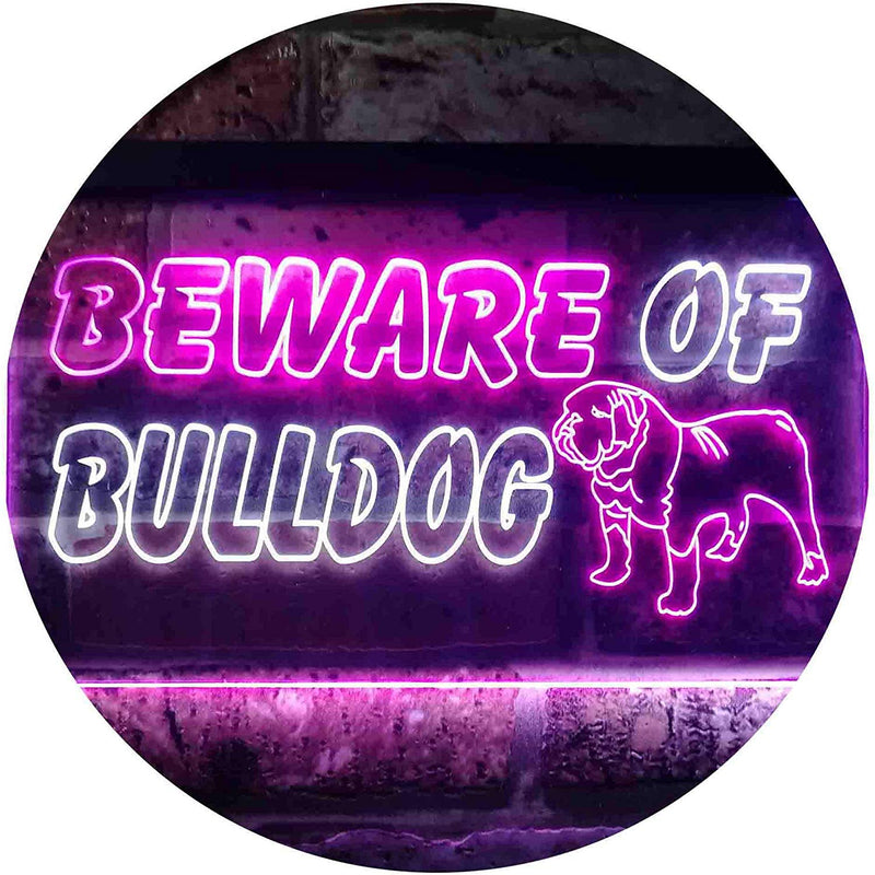 Beware of Bulldog LED Light Sign - LED Gift Works
