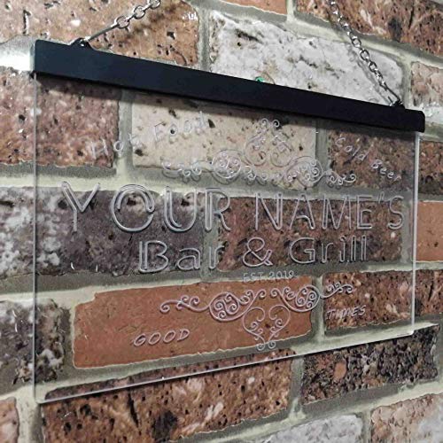Personalized Hot Food Cold Beer Bar & Grill LED Light Sign - Way Up Gifts