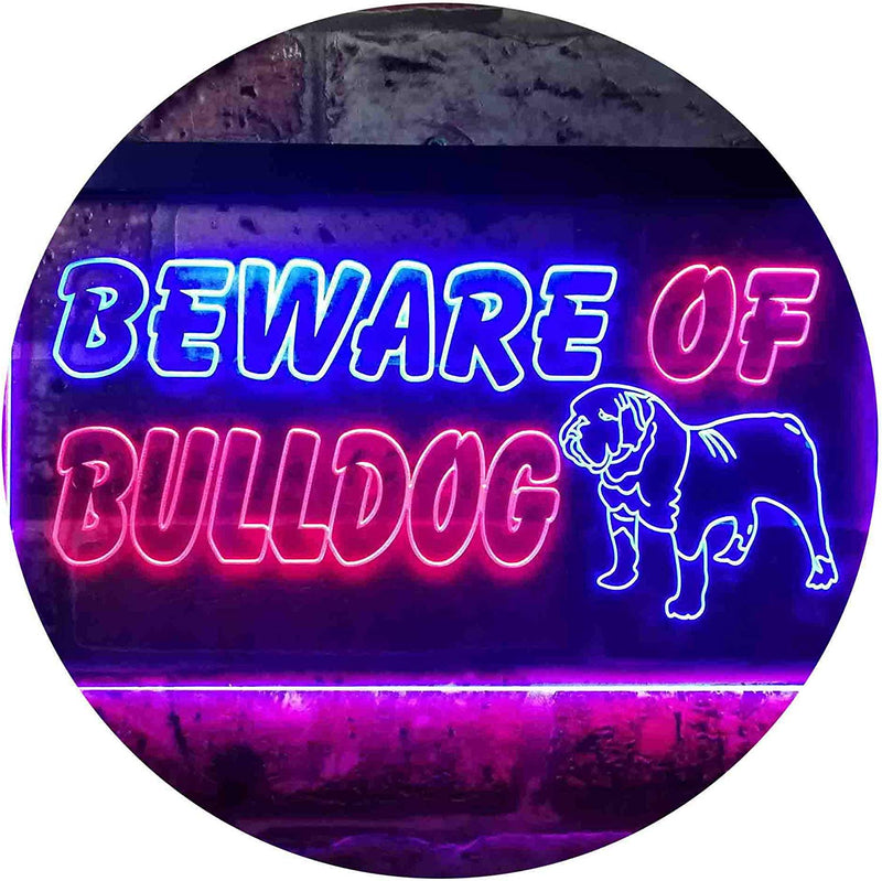 Beware of Bulldog LED Light Sign - LED Gift Works