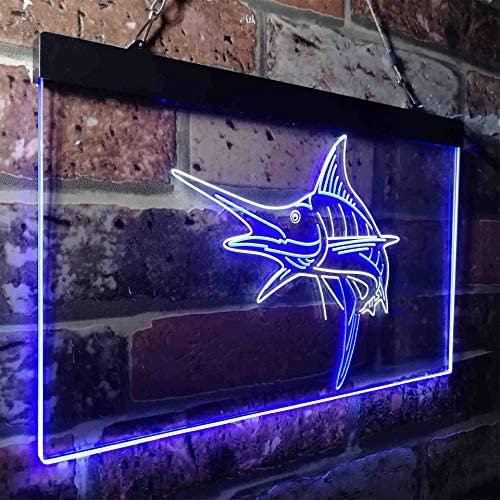 Deep Sea Fishing Blue Marlin Fish LED Light Sign - Way Up Gifts
